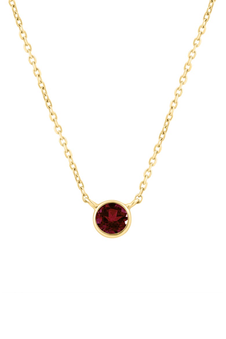 18k Gold Plated Sterling Silver Garnet Pendant Necklace, Alternate, color, RED