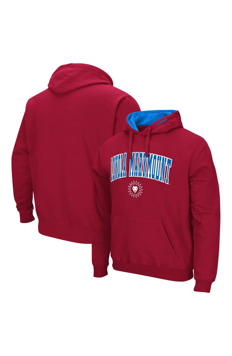 COLOSSEUM Men's Colosseum Crimson Loyola Marymount Lions Arch and Logo Pullover Hoodie, Main, color, Crimson