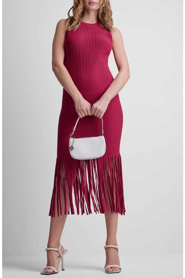 Fringe Sleeveless Sweater Dress, Alternate, color, RHYTHM RED