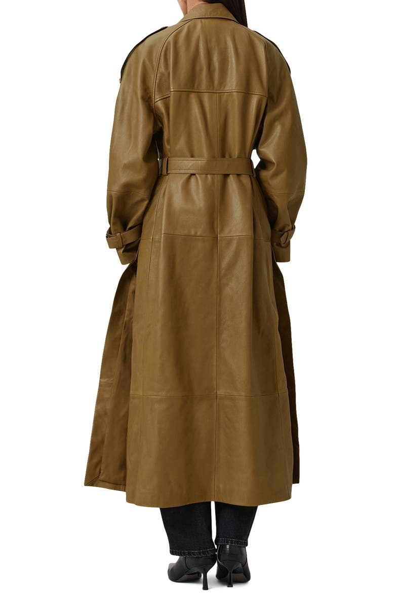 AllSaints Reed Leather Trench, Alternate, color, Fango Green