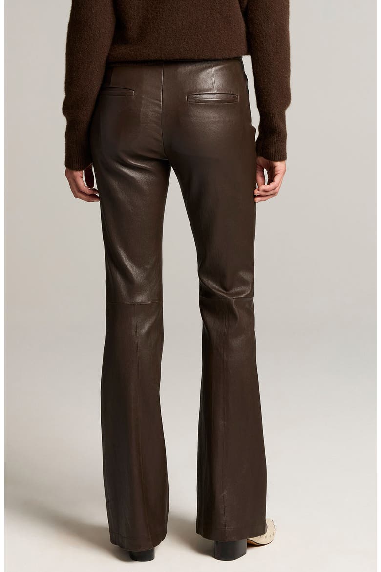 Stretch Leather Flare Leg Pants, Alternate, color, SMOKED TRUFFLE