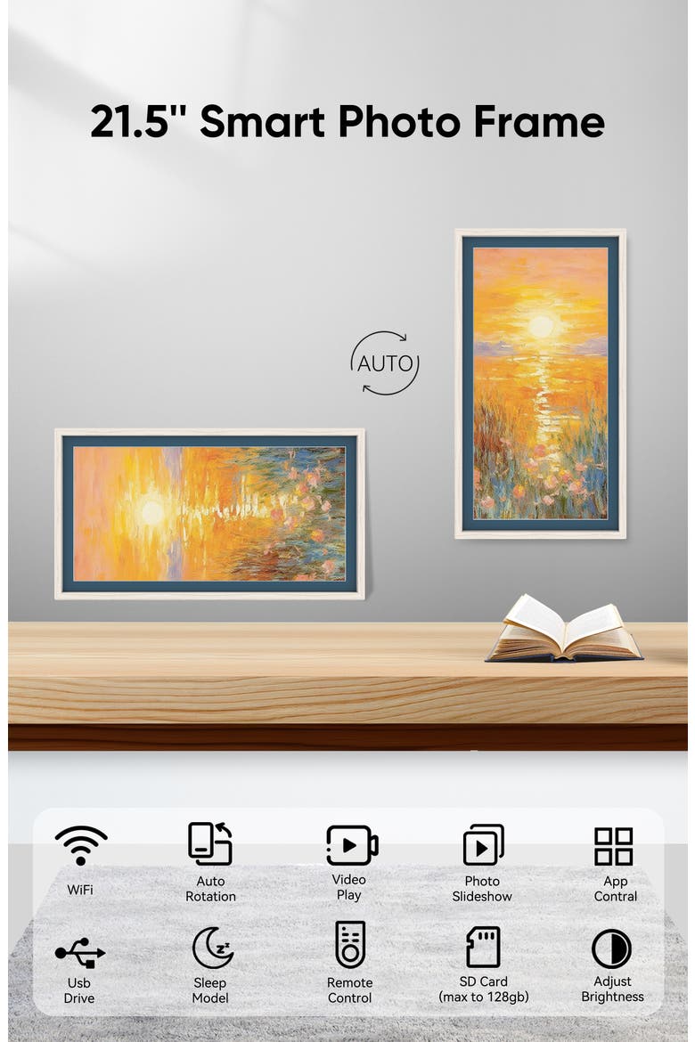 21.5" WiFi Art Photo Frame, Alternate, color, White