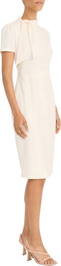 Tie Neck Puff Sleeve Scuba Crepe Dress