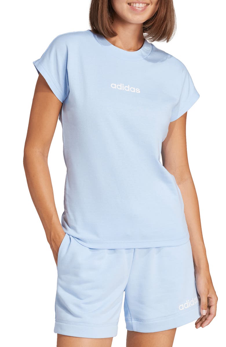 adidas Linear Logo Graphic T-Shirt, Main, color, Glow Blue/ White