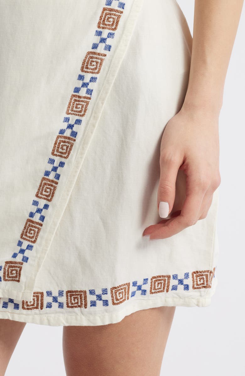 Rip Curl San Carlos Embroidered Linen Blend Miniskirt, Alternate, color, Lily