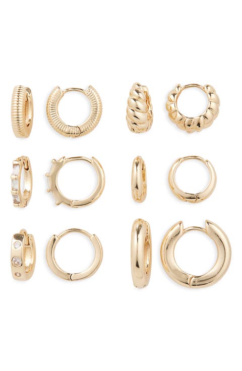 Set of 6 Assorted Huggie Hoop Earrings