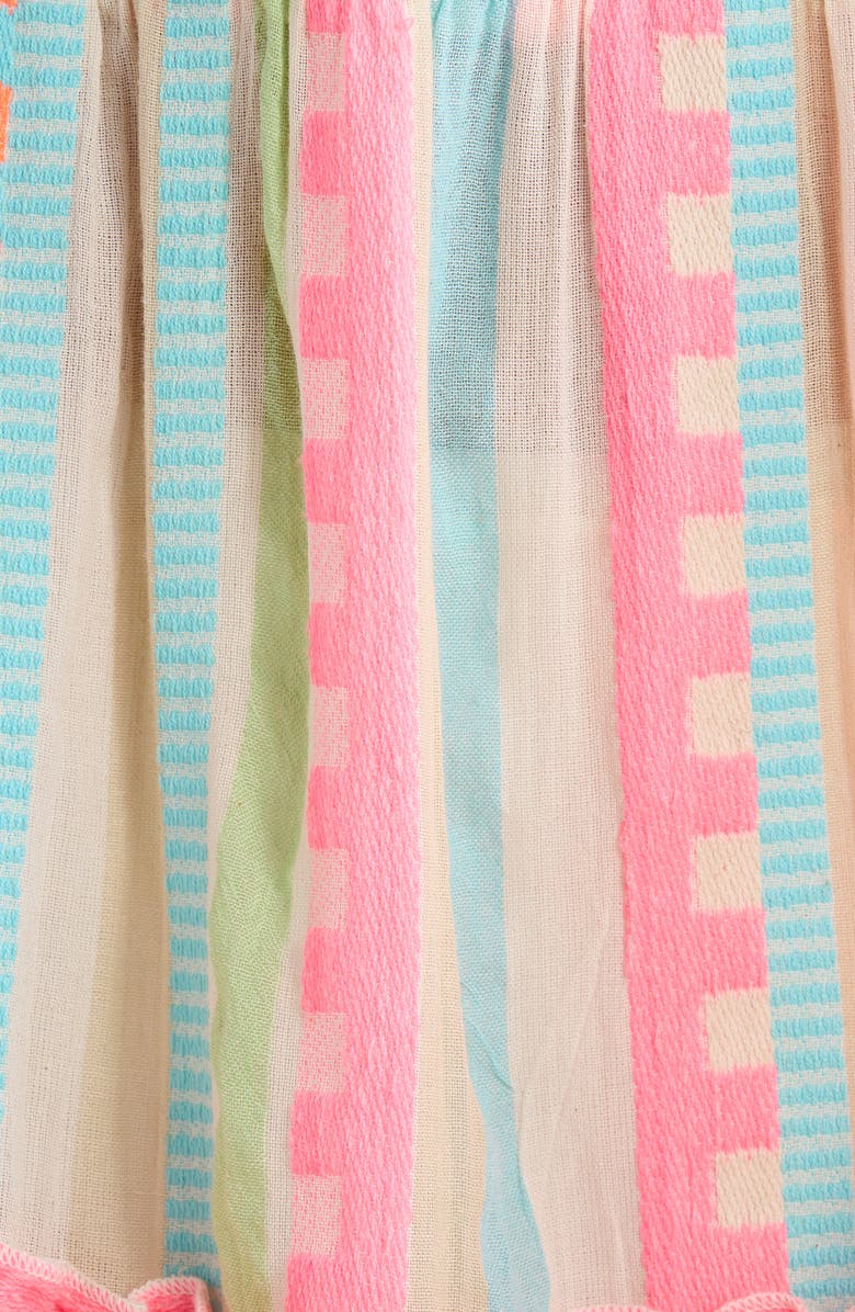 Elan Babydoll Cover-Up Minidress, Alternate, color, Neon Aztec