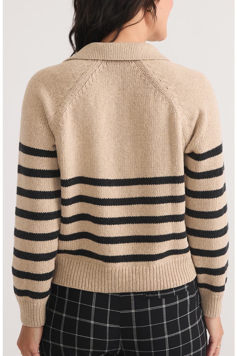 Claire Stripe Wool & Cotton Polo Sweater, Alternate, color, NEUTRAL
