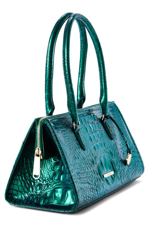 Brahmin Sophia Croc Embossed Leather Satchel In Green