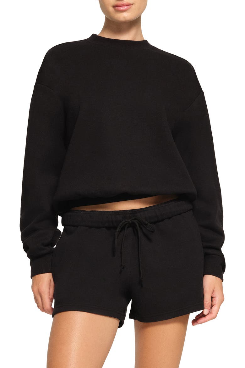 Cotton Blend Fleece Classic Crew Sweatshirt, Main, color, ONYX