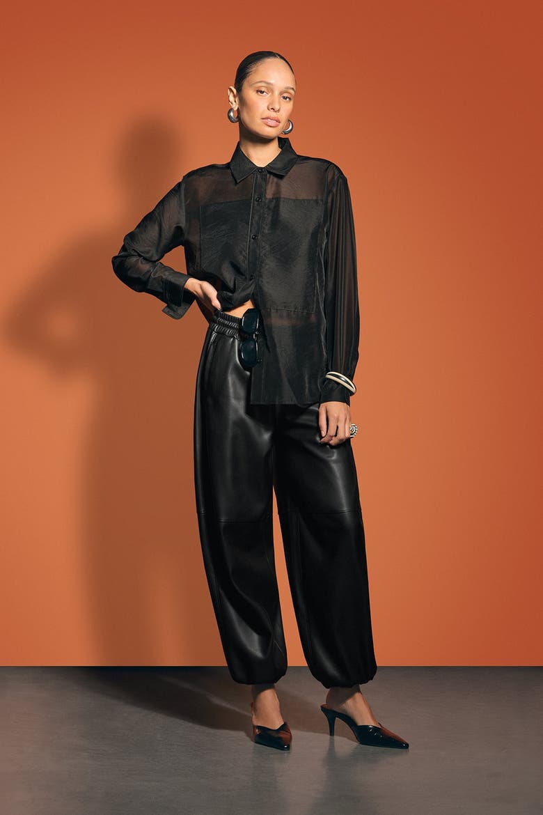 Vegan Leather Balloon Jogger, Alternate, color, BLACK