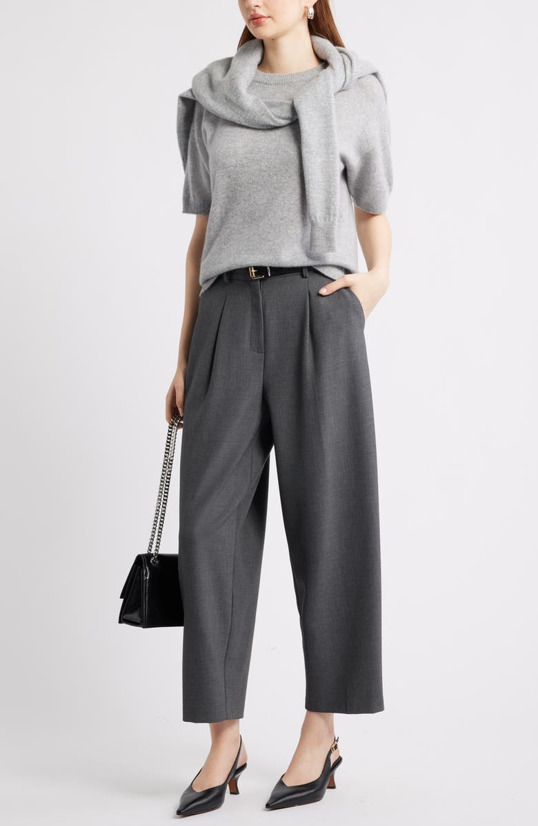 Nordstrom Short Sleeve Cashmere Sweater, Alternate, color, Grey Silk Heather