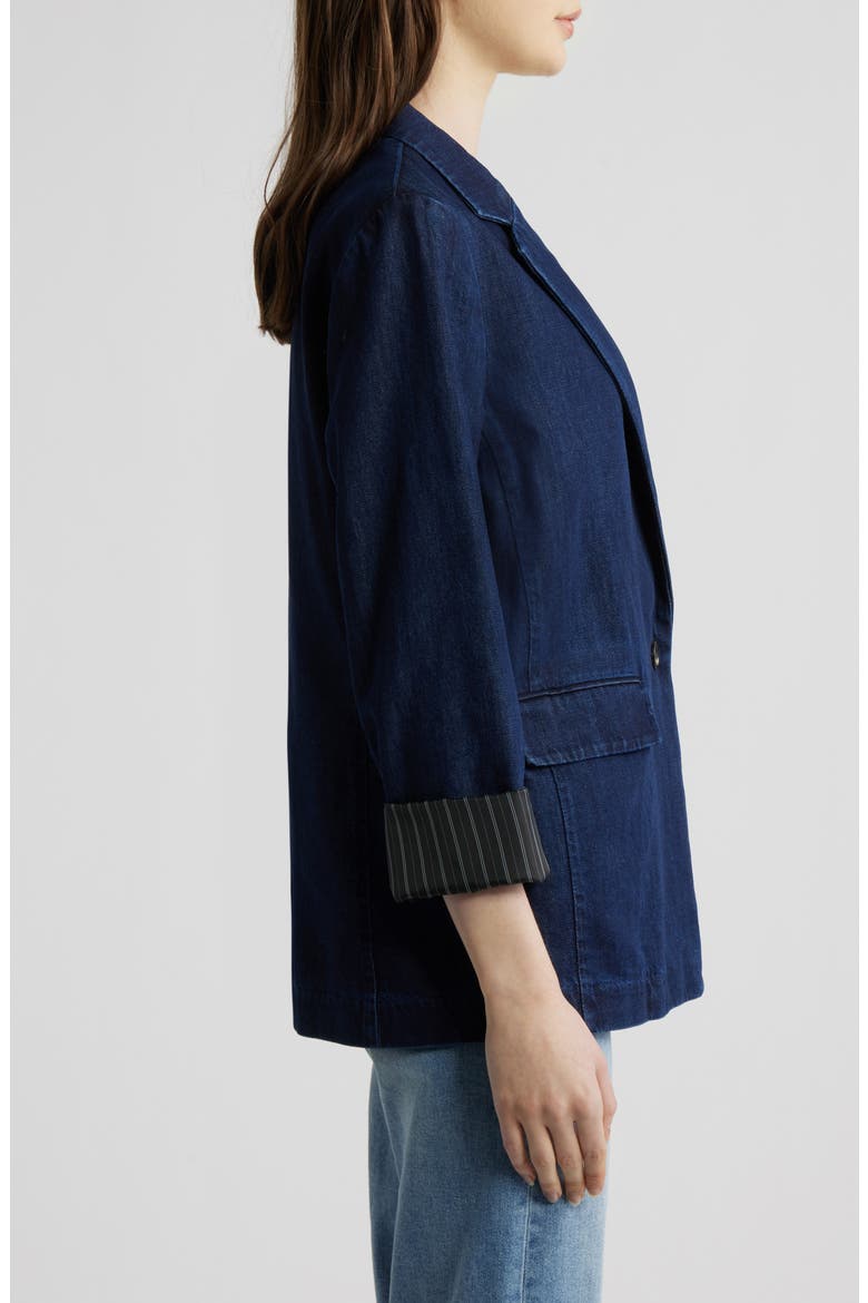 Jennie One-Button Denim Blazer, Alternate, color, INDIGO