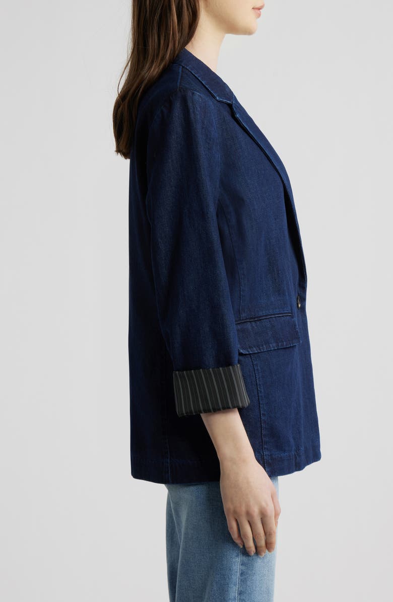 rag & bone Jennie One-Button Denim Blazer, Alternate, color, Indigo