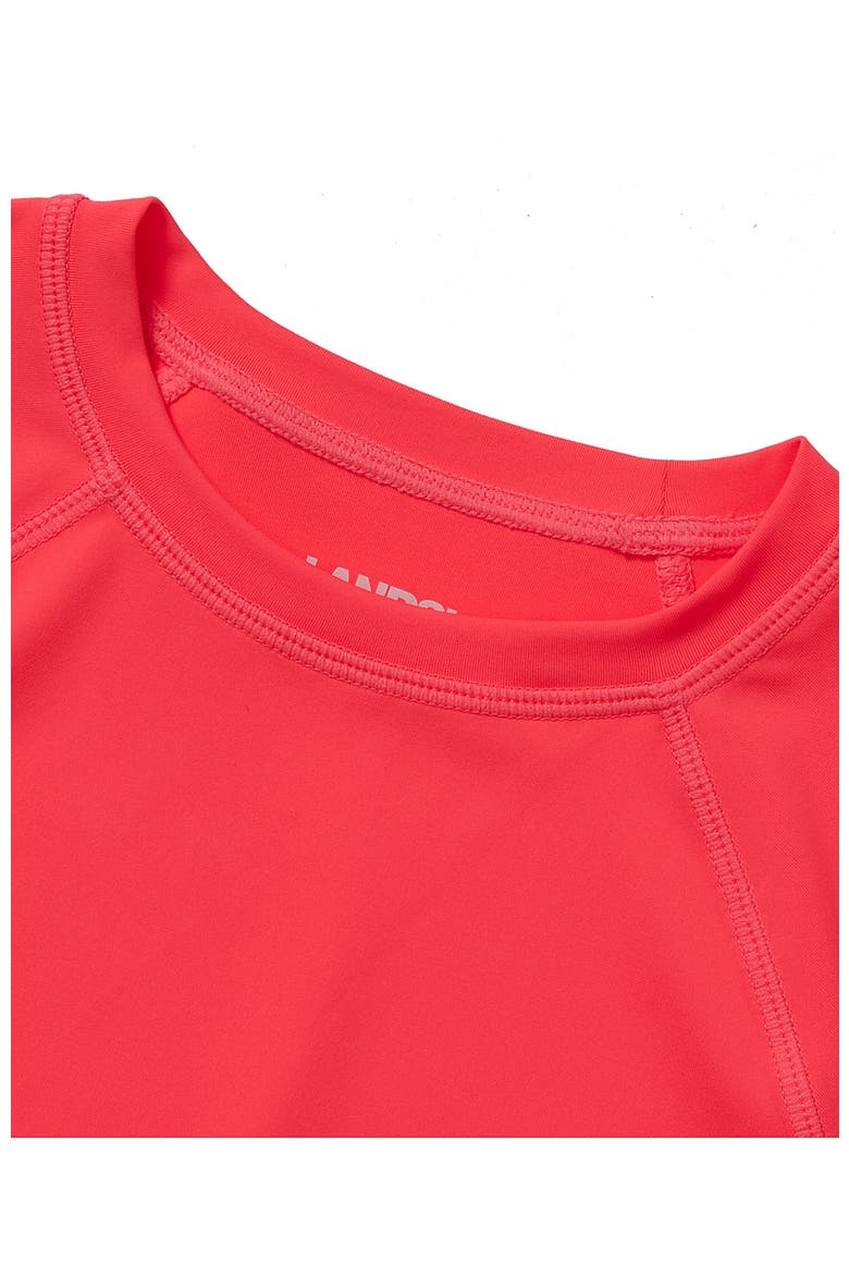 Girls Slim Long Sleeve Mock Neck UPF 50 Swim Rash Guard, Alternate, color, Fiery Coral