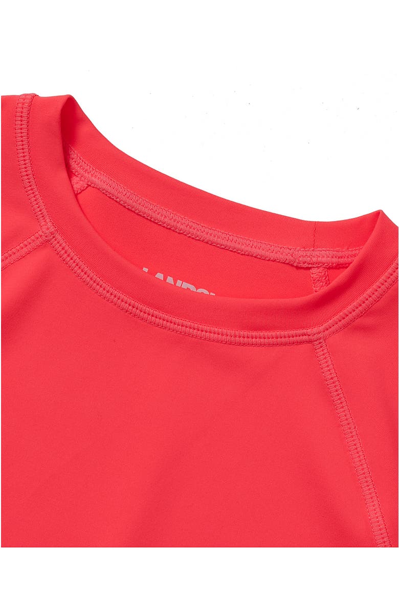 Lands' End Girls Long Sleeve Mock Neck UPF 50 Swim Rash Guard, Alternate, color, Fiery Coral