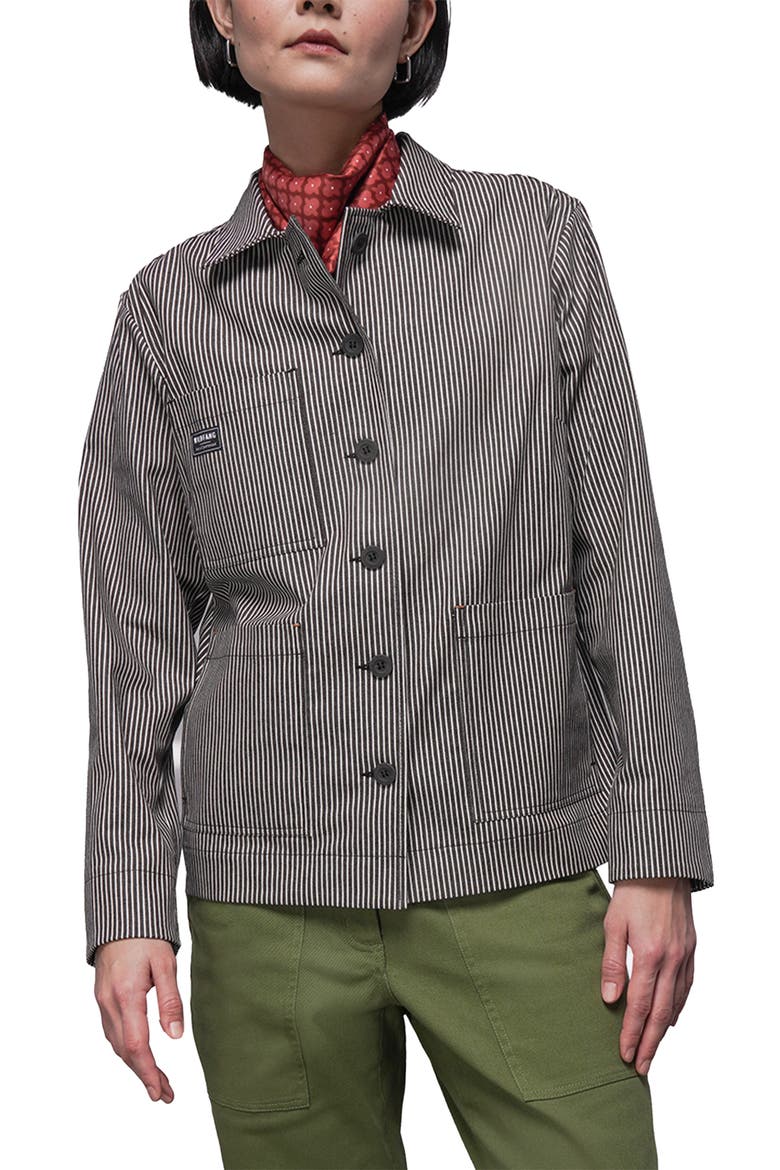 The Essential Railroad Stripe Utility Jacket, Main, color, Mocha/White