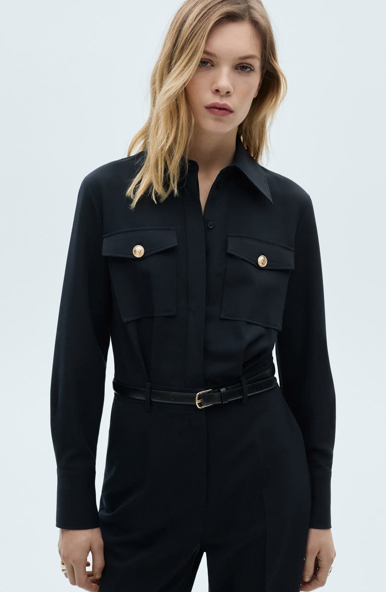 MANGO Long Sleeve Belted Jumpsuit, Alternate, color, 