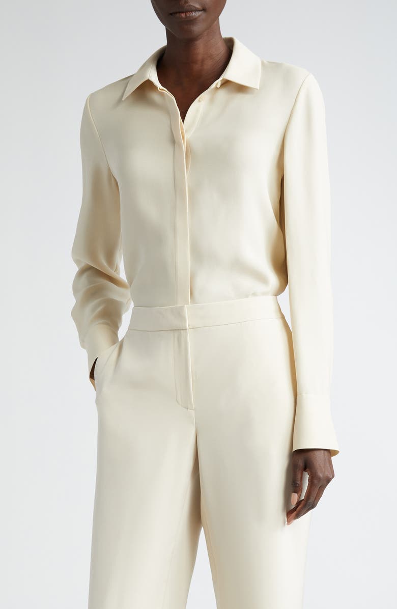 Lafayette 148 New York Sullivan Silk Stretch Crepe de Chine Pants, Main, color,