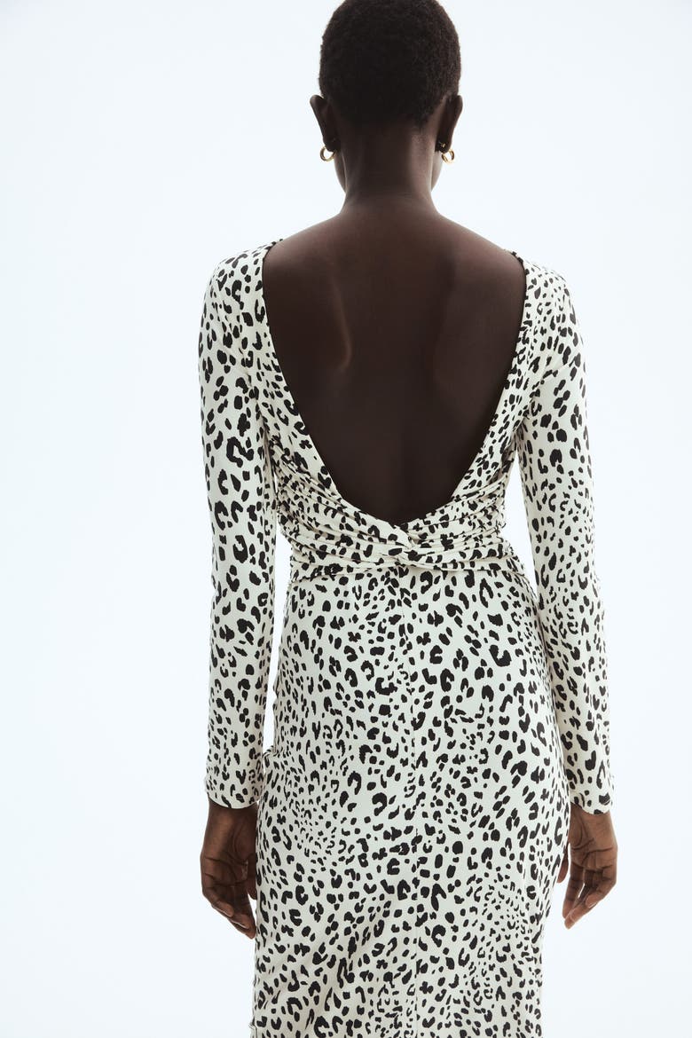 Open-back Jersey Dress, Alternate, color, Cream/leopard print