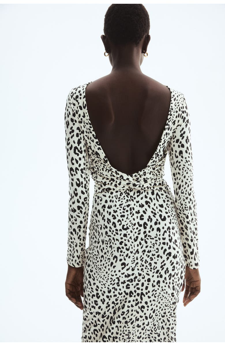 H&M Open-back Jersey Dress, Alternate, color, Cream/Leopard Print