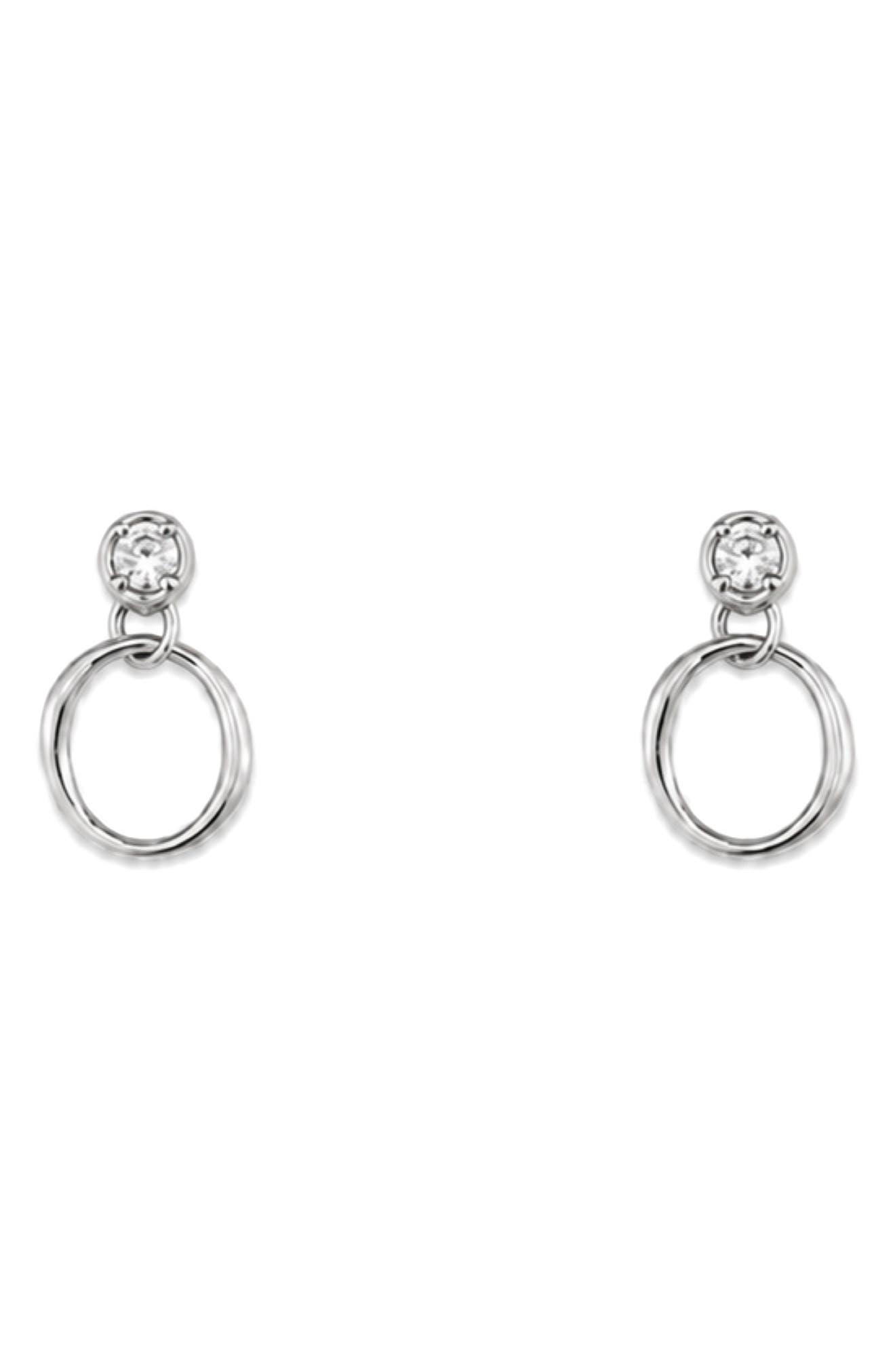 Best Silver Cubic Zirconia Circle Drop Earrings In Silver Plated