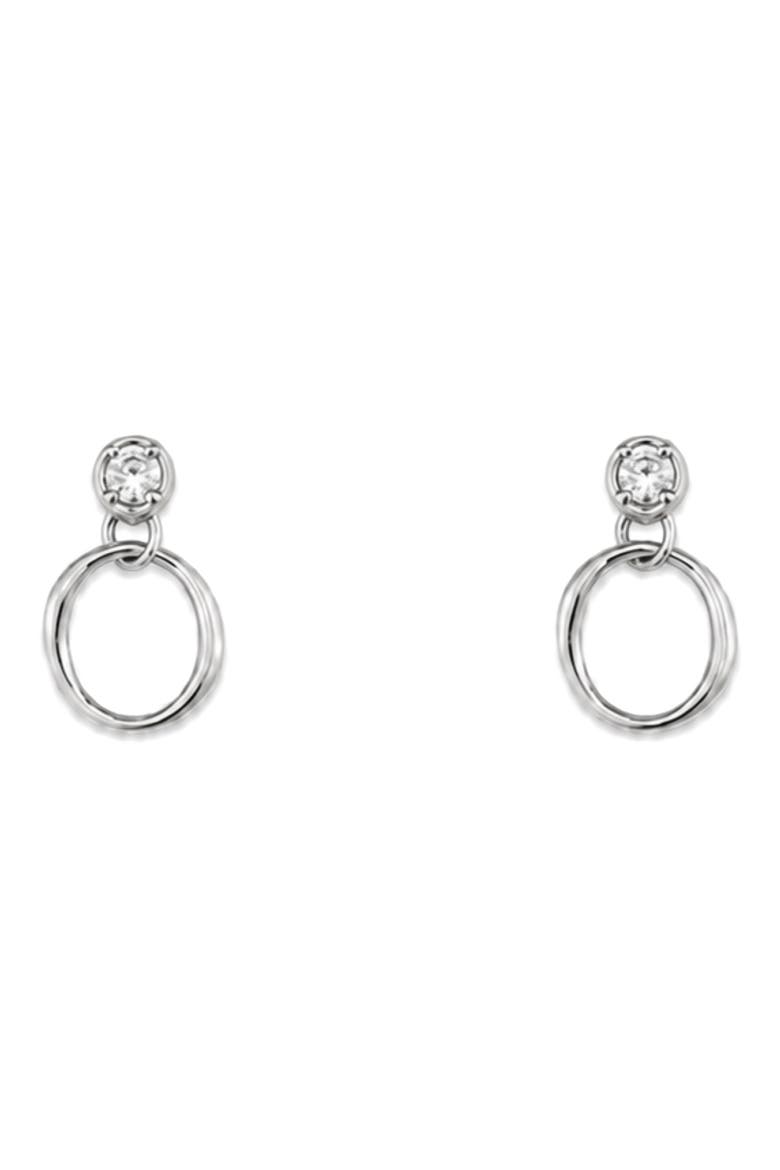 Cubic Zirconia Circle Drop Earrings, Main, color, SILVER PLATED