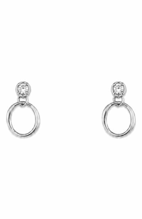 Cubic Zirconia Circle Drop Earrings