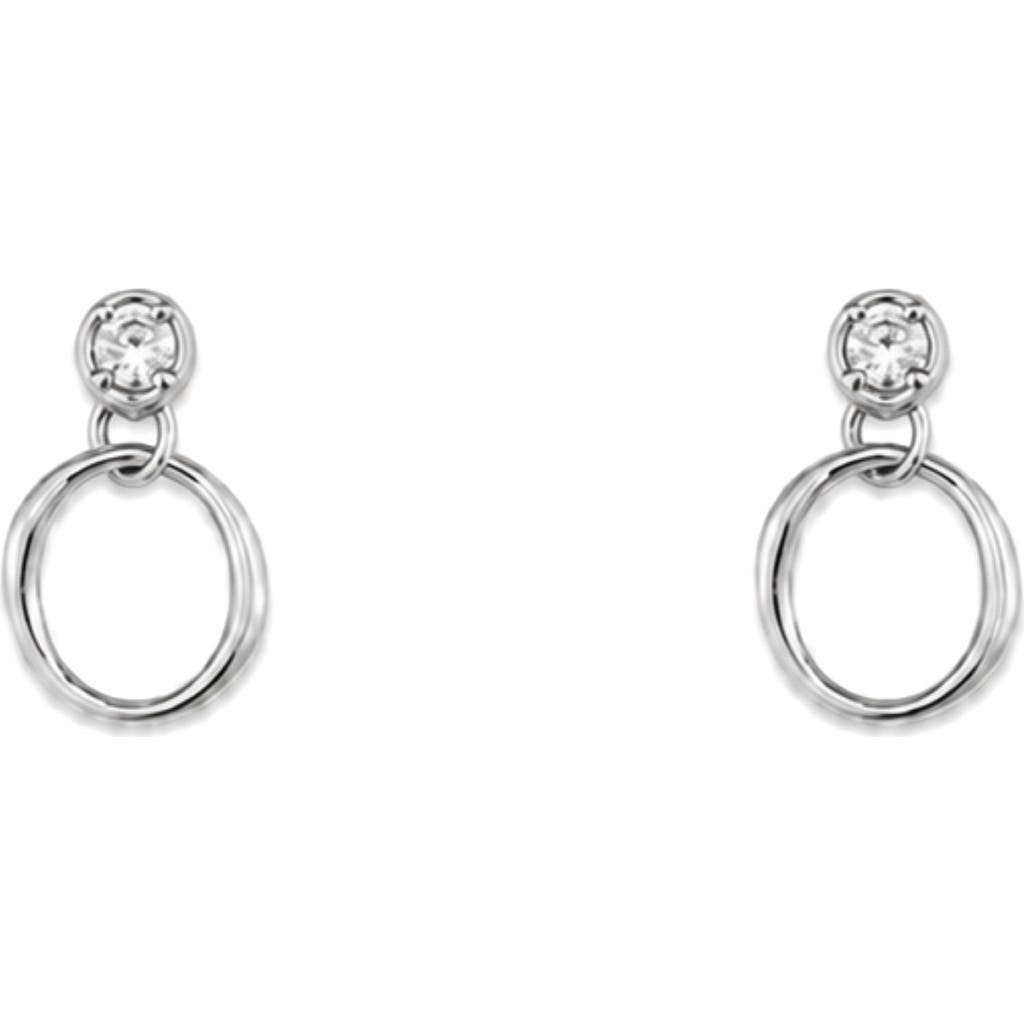 Best Silver Cubic Zirconia Circle Drop Earrings In Silver Plated