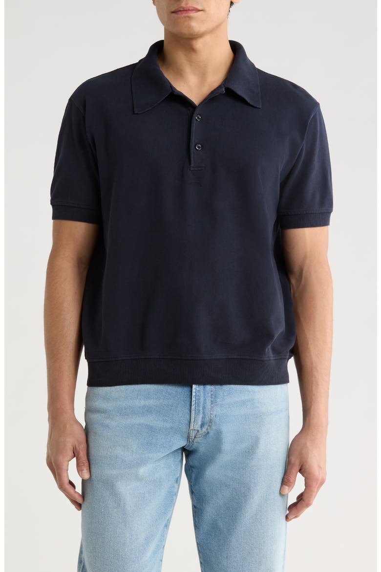 Banded Cotton Piqué Polo, Main, color, NAVY