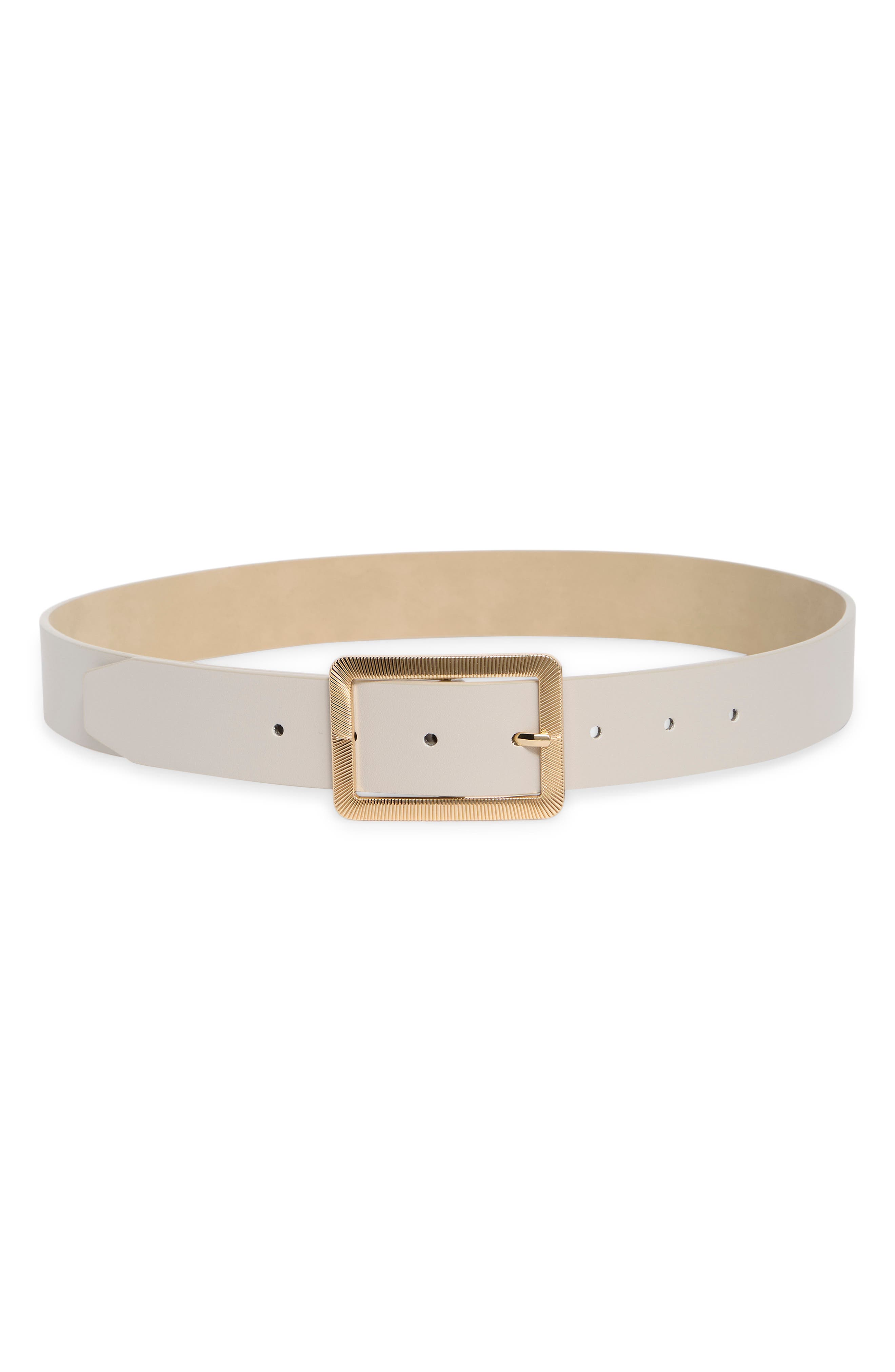 Steve Madden Ribbed Buckle Faux Leather Belt