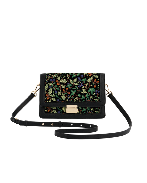 Black Embroidered Crossbody Bag