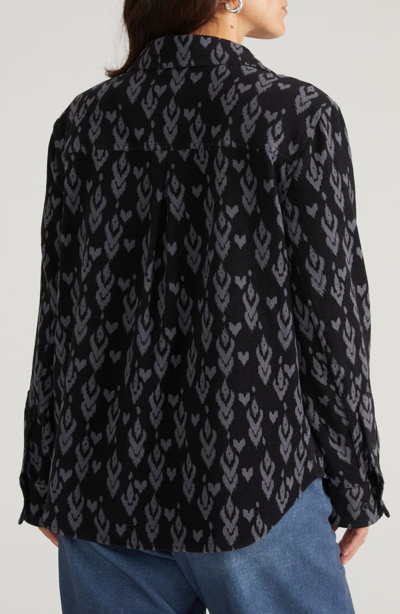 Universal Standard Maine Flannel Button-Up Shirt, Alternate, color, Indigo Blue Ikat Arrow