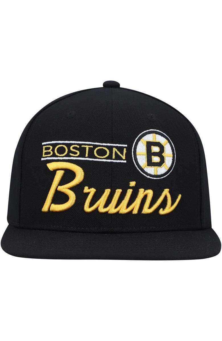 Mitchell & Ness Men's Mitchell & Ness Black Boston Bruins Retro Lock Up Snapback Hat, Alternate, color, 