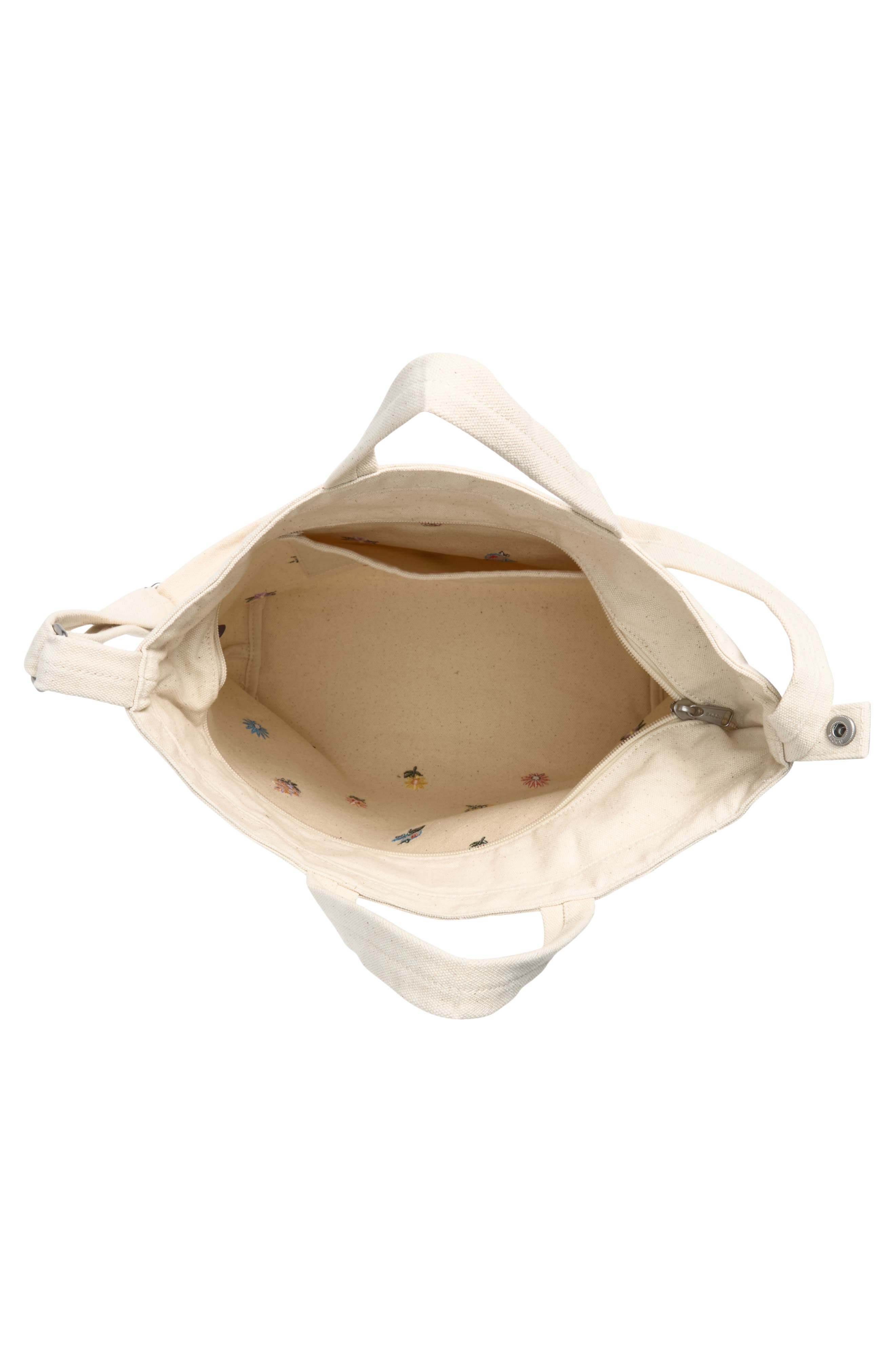 Duck Horizontal Zip Recycled Canvas Tote, Alternate, color, EMBROIDERED DITSY FLORAL