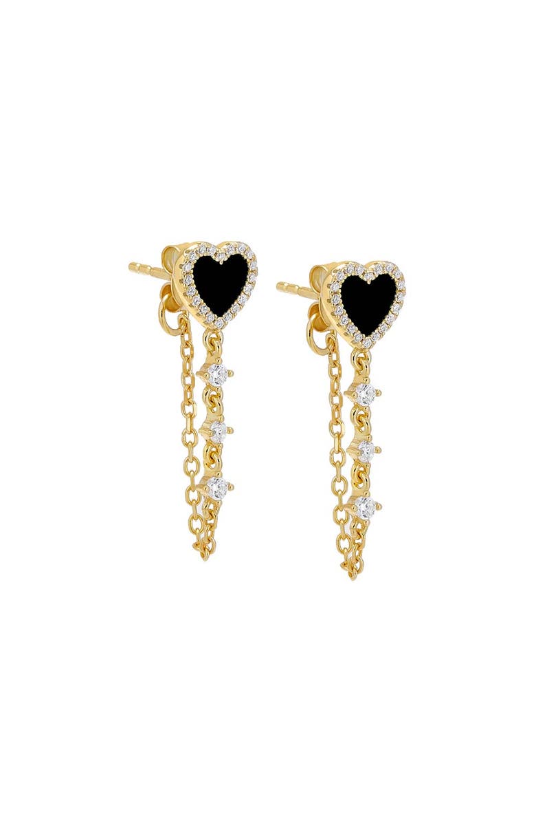 BY ADINA EDEN Pave Colored Gemstone Drop Chain Stud Earring, Main, color, 