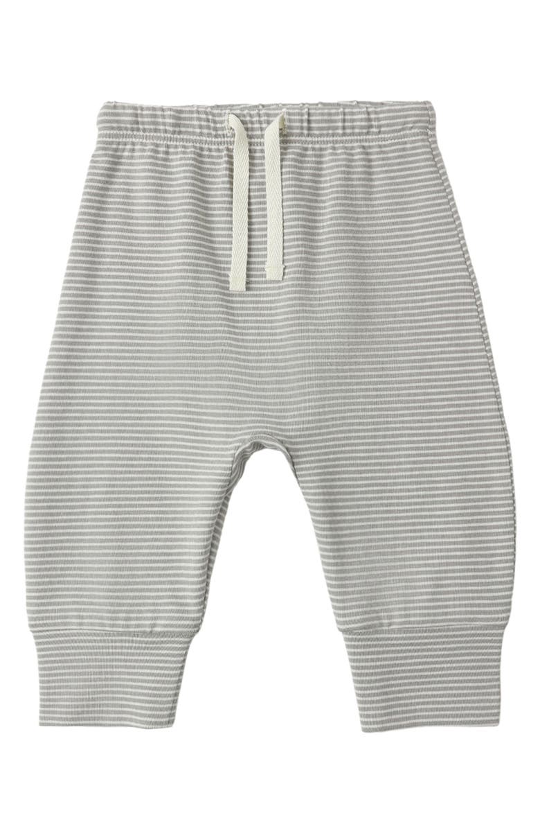QUINCY MAE Kids' Stripe Drawstring Brushed Jersey Pants, Alternate, color, Sage