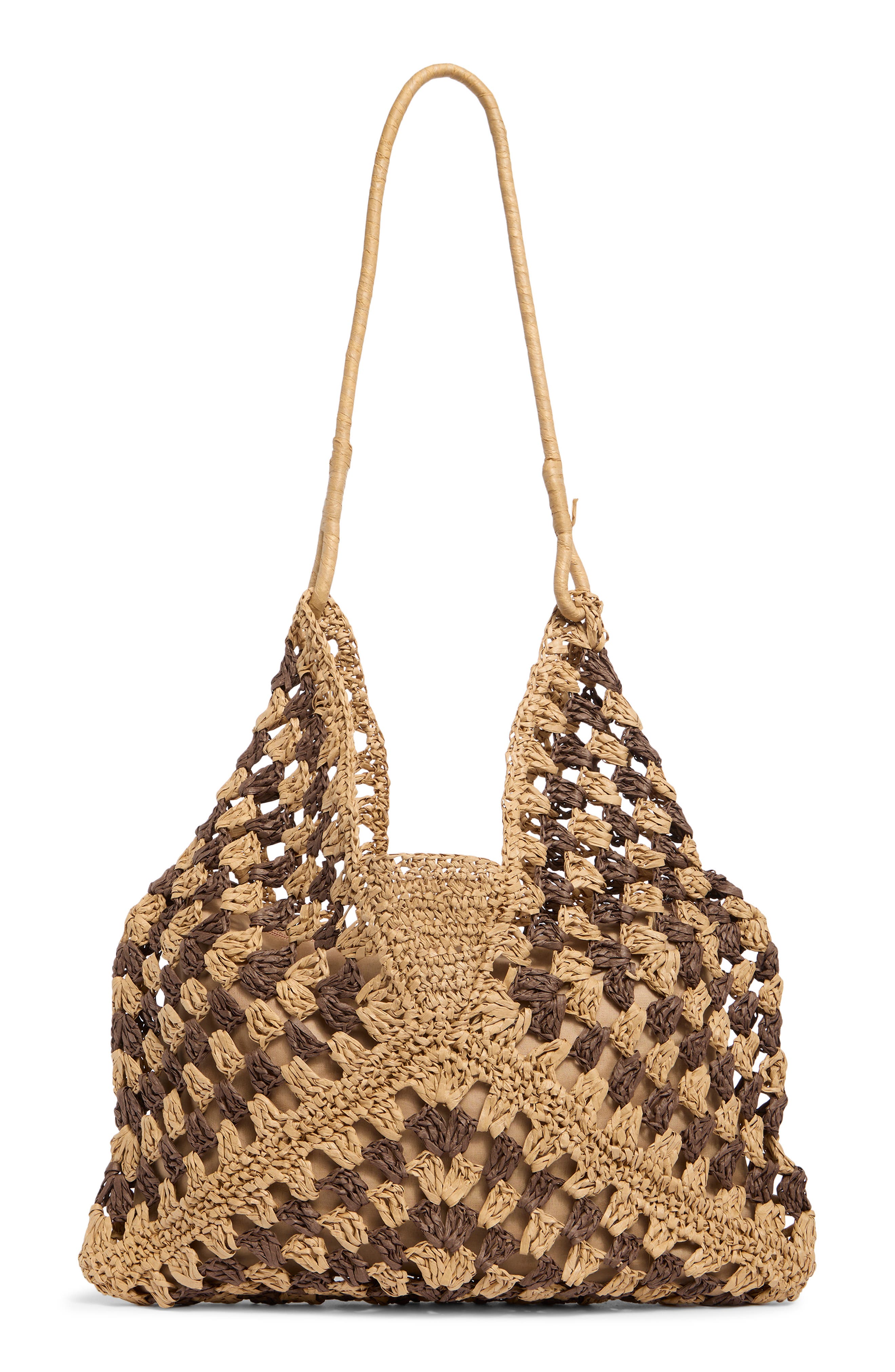 Collection XIIX DIamond Stripe Straw Tote, Alternate, color, Natural Brown