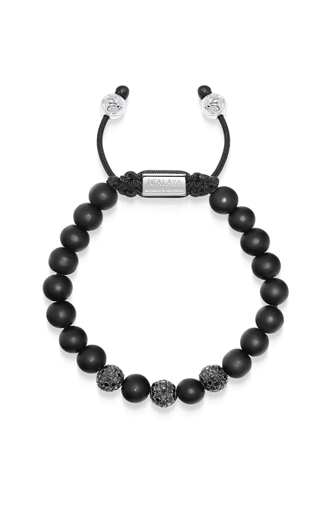 Trio Black Diamond Beaded Bracelet With Matte Onyx