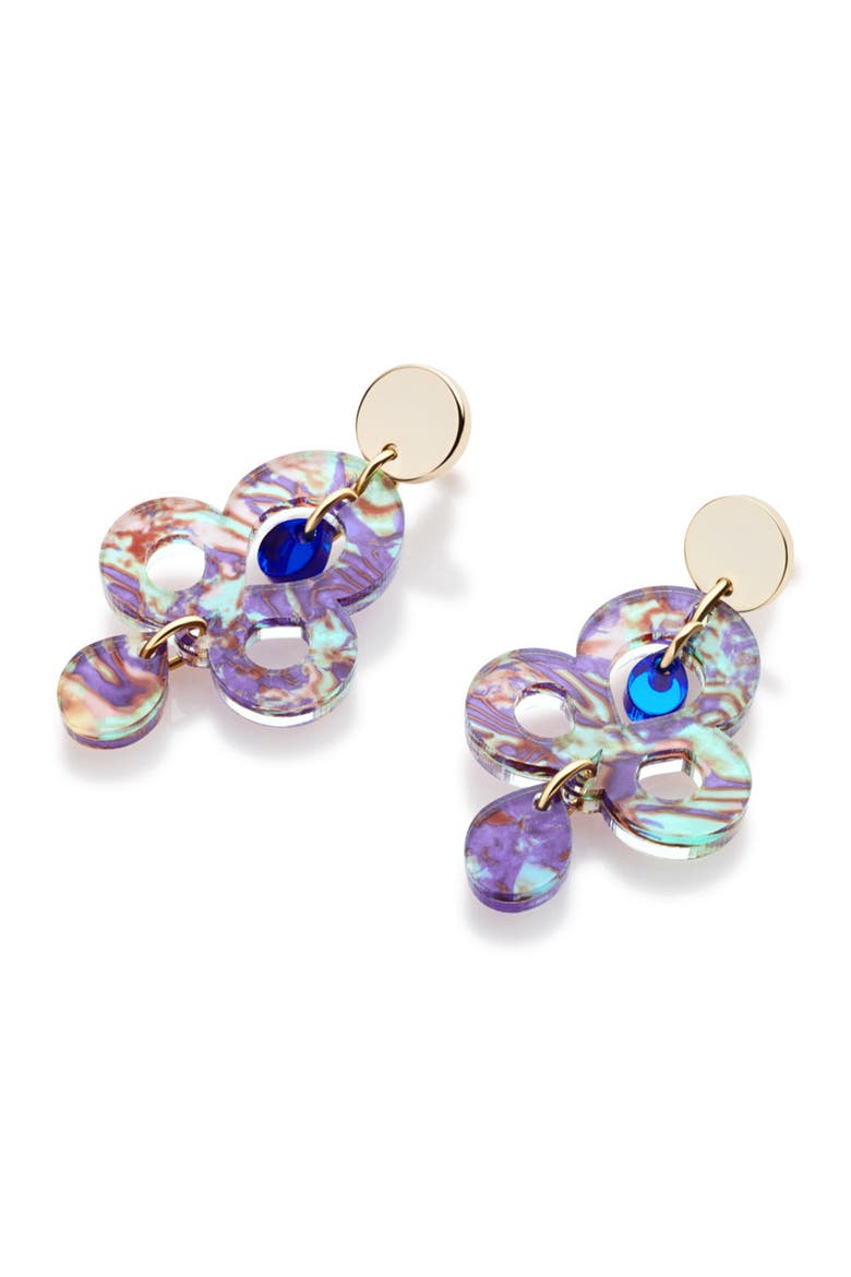 Mini Batik Earrings - Blue Splatter, Alternate, color, Blue Splatter