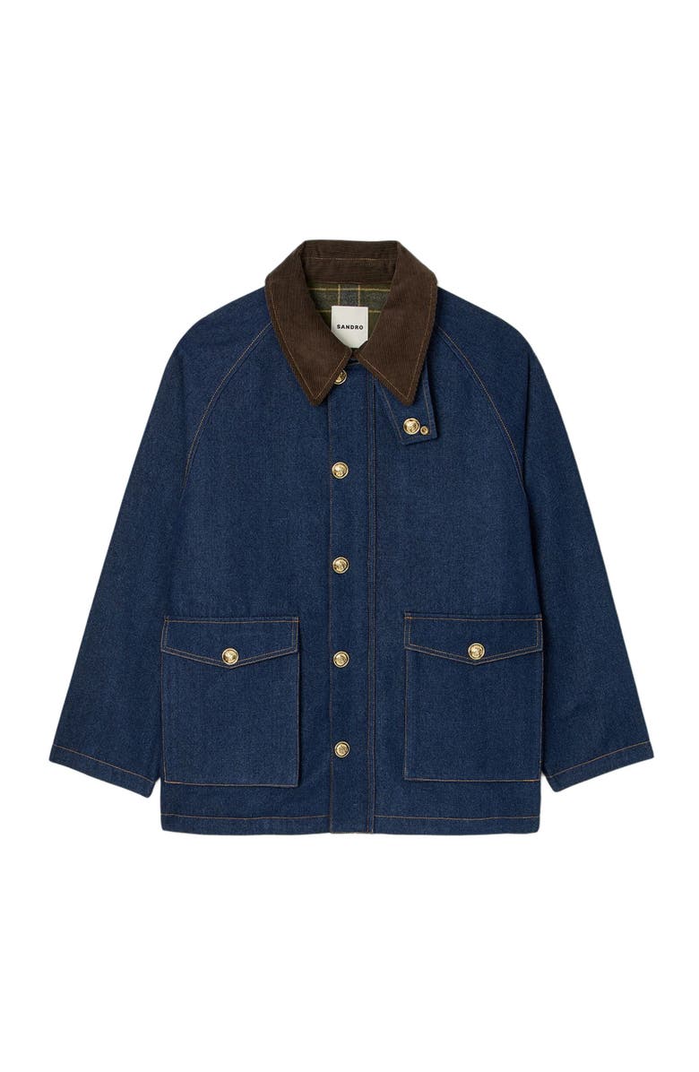 SANDRO Denim workwear jacket, Alternate, color, Blue Jean
