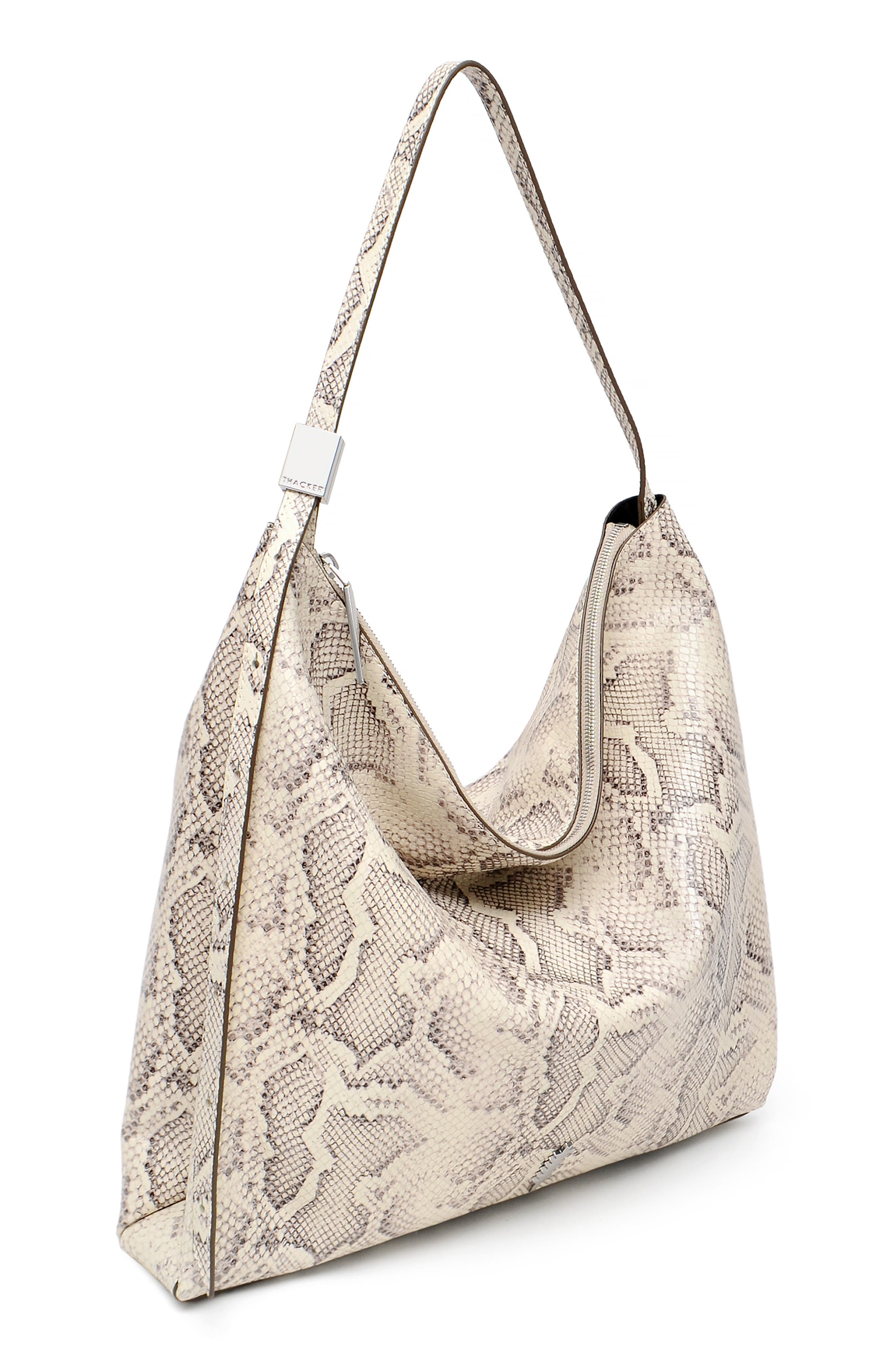 Thacker Gina Snakeskin Embossed Leather Shoulder Bag, Alternate, color, 