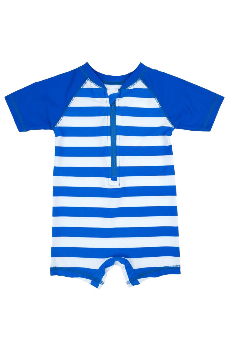 Leveret Baby One-Piece Rashguard, UPF 50+ Sun Protection Swimwear, Main, color, Striped Blue & White