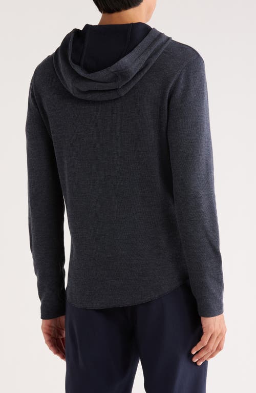 Vince Rib Flat Hoodie In Black