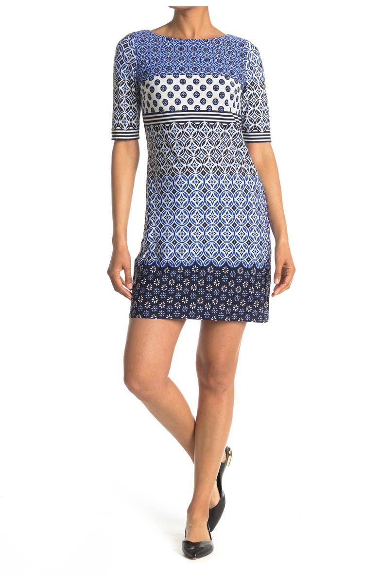 Eliza J Tile Printed Mini Dress, Alternate, color,