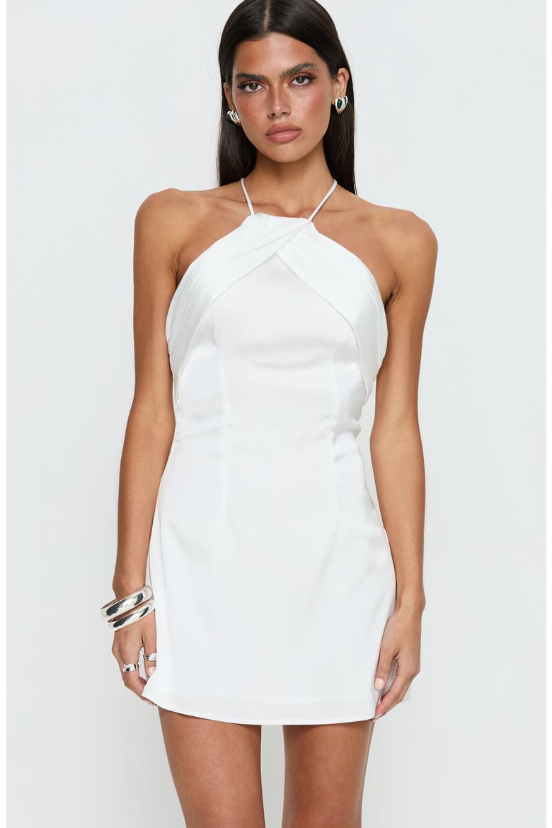 Amberlee Ruched Halter Minidress, Alternate, color, WHITE