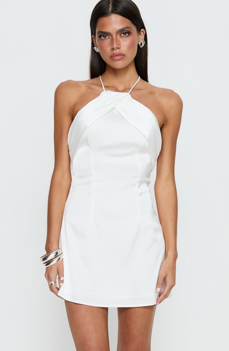 Princess Polly Amberlee Ruched Halter Minidress, Alternate, color, White