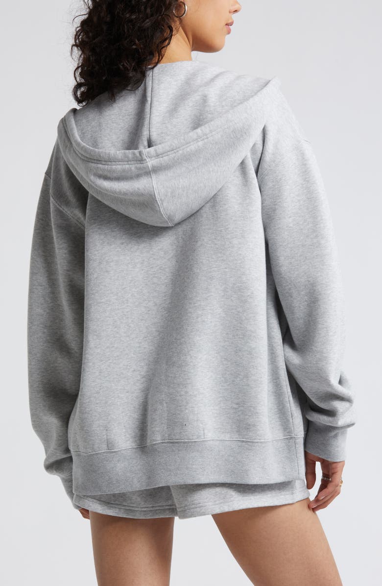 BP. Oversize Zip Fleece Hoodie, Alternate, color, Grey Soft Heather