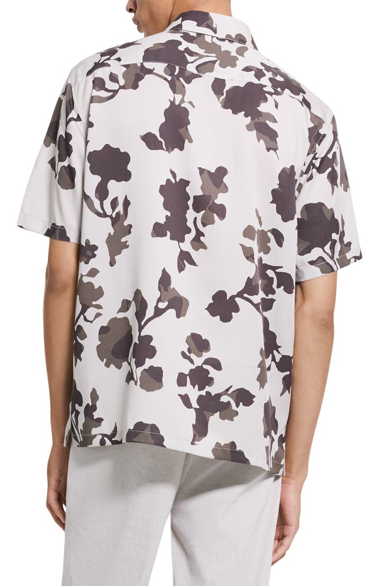 Theory Irving Floral Short Sleeve Button-Up Shirt, Alternate, color, Silver Cloud Multi - 2Oy