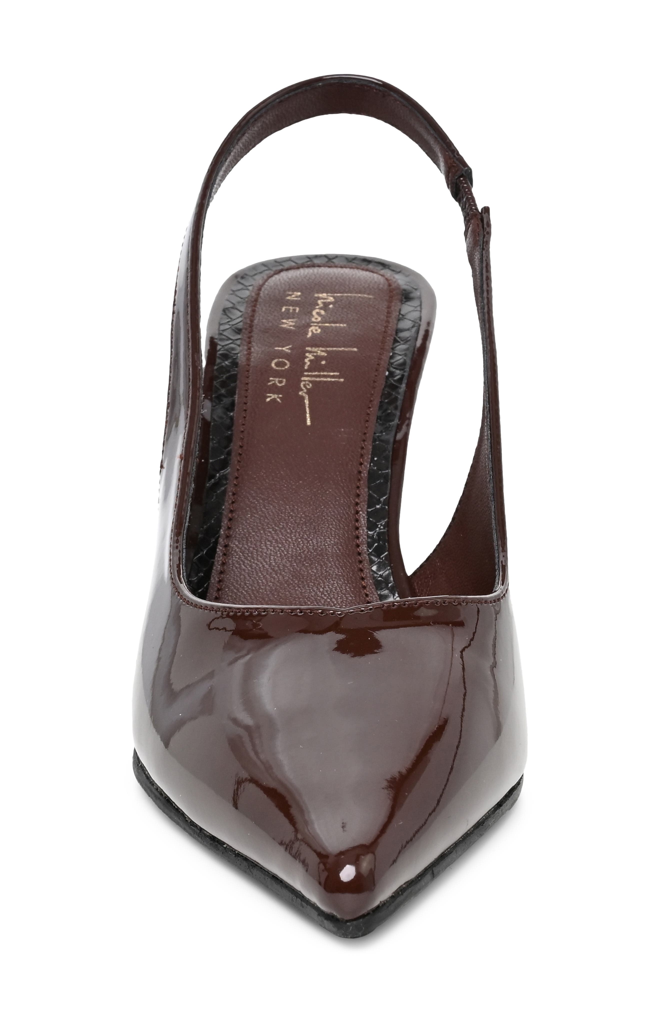 Pointed Toe Slingback Pump, Alternate, color, CHOCOLATE PATENT